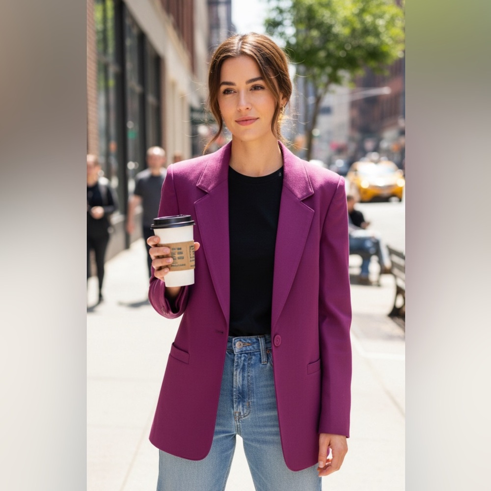 VINTAGE PENDLETON‎ PURPLE BLAZER - 1 BUTTON W/SHOULDER PADS